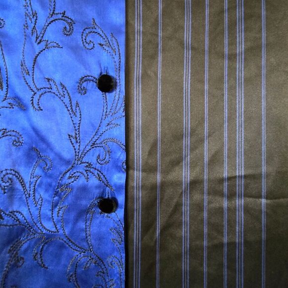 KOOS Of Course Blue and Black Patterned Button-Up Shirt Size 2X 100% Silk - Picture 3 of 9